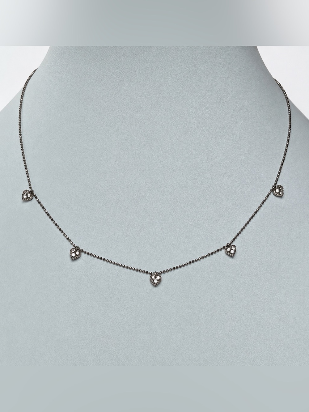 Nadri Silver-Tone Crystal Heart Station Necklace